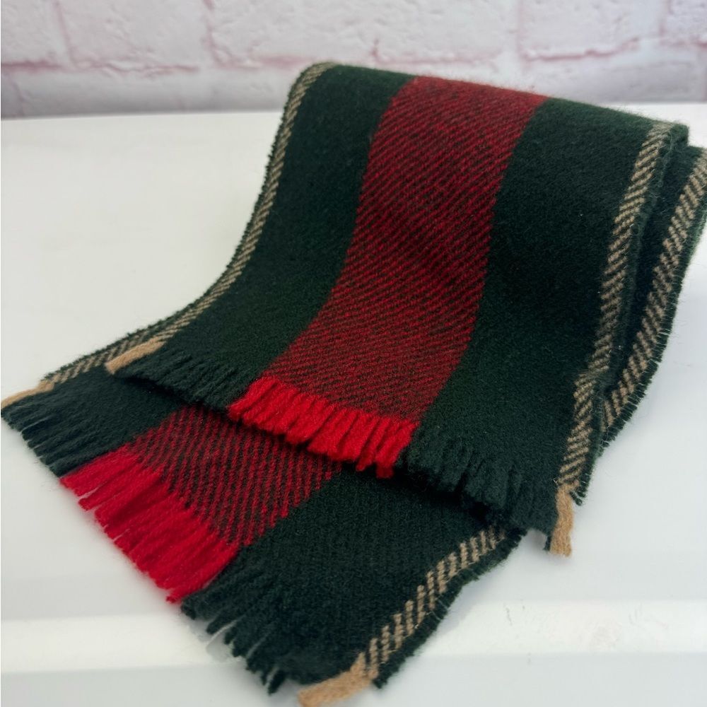 Gucci Classic Web Stripe Wool Fringe Scarf
